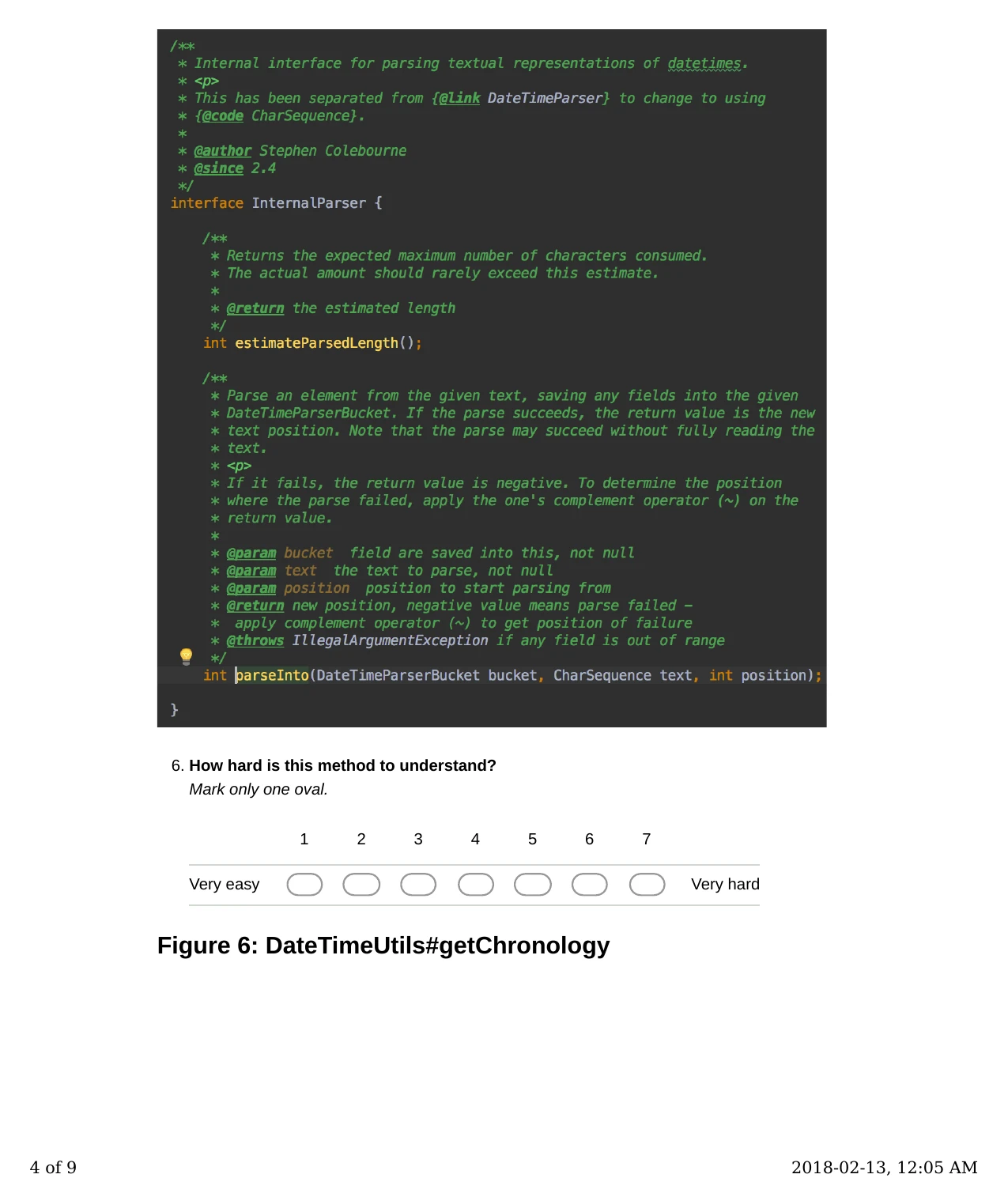 Form page 4: InternalParser interface.