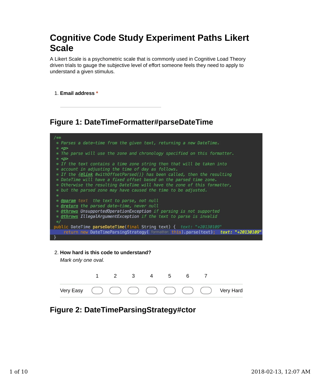 Form page 1: intro, refactored parseDateTime.